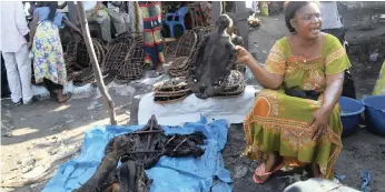  ?? | REUTERS ?? A VENDOR sells smoked monkey meat in Mbandaka, Democratic Republic of Congo in this file photo. There has been a rise in new, emerging, infectious diseases that come from animals, the World Wide Fund for Nature says.