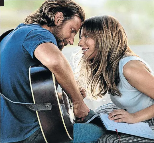 ??  ?? Bradley Cooper and Lady Gaga in ’A Star is Born’.