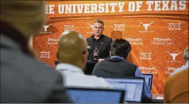  ?? NICK WAGNER / AMERICAN-STATESMAN ?? Calling it a “pretty historic day,” coach Tom Herman, says he’s expecting the Longhorns to have “a lot of competitio­n on the defensive side.”