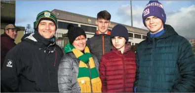  ??  ?? Peter, Valerie, Paul, Joe and Brian Lenihan from Fenit ahead of the big League showdown with Dublin on Saturday evening.