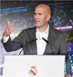  ??  ?? Zidane arrives to give a press conference in Madrid. — AFP photo