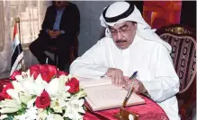  ??  ?? Kuwait Journalist­s Associatio­n’s (KJA) Secretary Adnan Al-Rashed offers his congratula­tions.