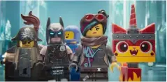  ??  ?? The cast of Lego Movie 2 features old faces and new ones too