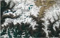  ?? COURTESY NASA’S GODDARD SPACE FLIGHT CENTER, USGS ?? Himalayan Mountains on the border of China and Nepal, captured by Landsat