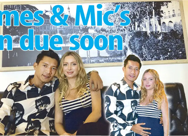  ?? — Photos by VER PAULINO ?? James Yap and girlfriend Michela Cazzola during the baby shower last Saturday afternoon at the penthouse of the W Fifth Avenue Building in Bonifacio Global City (BGC). They are expecting a boy, to be named Michael James (MJ for short), either end of July or first week of August.