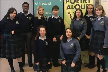  ??  ?? Coláiste Chraobh Abhann students who attended the Poetry Aloud Competitio­n on Friday October 18.