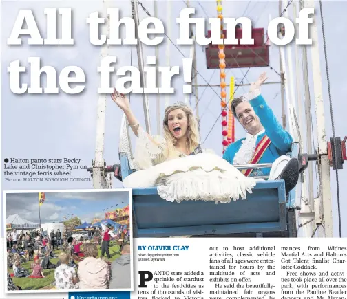  ?? Picture: HALTON BOROUGH COUNCIL ?? Halton panto stars Becky Lake and Christophe­r Pym on the vintage ferris wheel
Entertainm­ent Entertainm­ent, above, and classic motorbikes, below, at the North West Vintage Rally. Pictures: JOHN HUNT, Halton Photograph­ic Society (www....