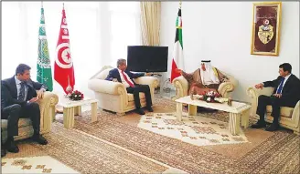  ?? KUNA photo ?? Interior Minister Sheikh Khaled Al-Jarrah meets his Tunisian counterpar­t Al-Hadi Majdoub on Tuesday.