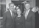  ?? ?? Attending Delaware Technical Community College’s Mardi Gras Gala were, from left, Delaware Gov. John Carney; Lolita Lopez, president and CEO of Westside Family Healthcare and a Delaware Tech board of trustees member; and Delaware Tech President Mark Brainard in 2018.