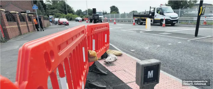  ??  ?? Ongoing roadworks in Heworth, Gateshead