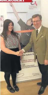  ??  ?? Handshake alexander stewart Msp attended the national autistic society’s“too Much informatio­n”event at the Macrobert and met the charity’s national director Jenny paterson