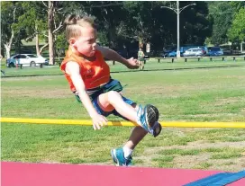  ??  ?? Fraser Aubrey, pictured competing in High Jump, broke the record for the under eight boy’s 700m walk.