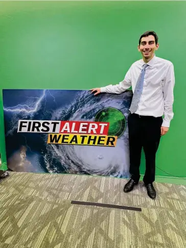  ?? Contribute­d/Jakob Evans ?? Max Lagano, a Greenwich native, is now a meteorolog­ist at KPLC News in Lake Charles, La.