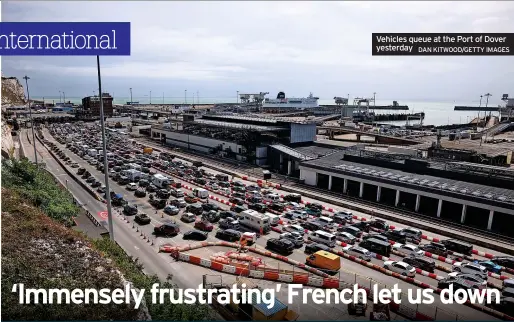  ?? DAN KITWOOD/GETTY IMAGES ?? Vehicles queue at the Port of Dover yesterday