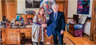  ?? ?? PETICIÓN. Xóchitl Gálvez se reunió con el secretario general de la OEA y pidió al organismo estar atento al proceso electoral en México