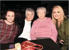  ??  ?? Ava O’Doherty, Patricia and Delia O’Meara and Caitriona O’Doherty at Strictly Come Dancing at the INEC on Friday night.