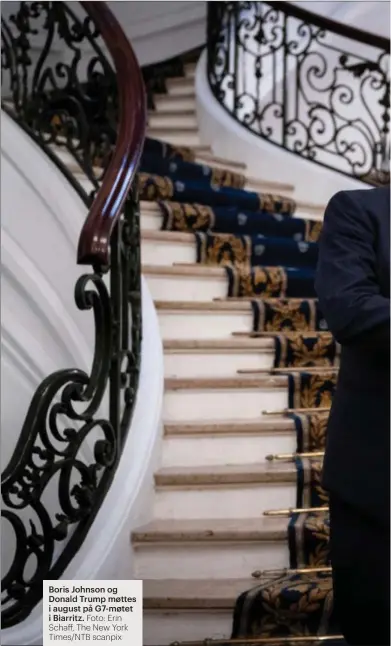  ?? Foto: Erin Schaff, The New York Times/NTB scanpix ?? Boris Johnson og Donald Trump møttes i august på G7-møtet i Biarritz.