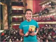  ?? AP ?? Mauricio Gonzalez posing for a photo at the CIBC Theatre while watching Hamilton: An American Musical in Chicago.