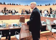  ?? POOL PHOTO ?? President Trump arrives for a working session Saturday at the G-20 summit in Hamburg.