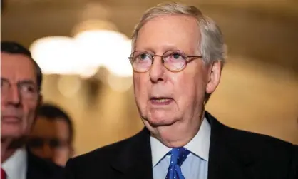  ??  ?? The Senate majority leader, Mitch McConnell, makes a statement after the Republican party luncheon on Capitol Hill in Washington DC on 13 November. Photograph: Samuel Corum/EPA