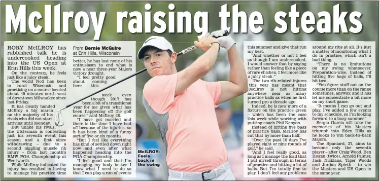  ?? Picture: MICHAEL MADRID ?? McILROY: Feels back in the swing