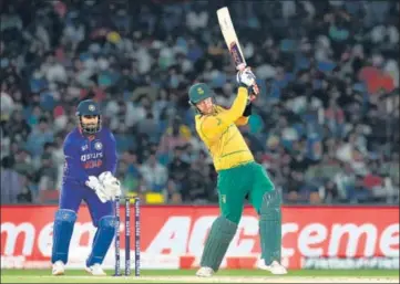  ?? BCCI ?? South Africa’s Heinrich Klaasen on way to top-scoring in the 2nd T20I against India at Cuttack’s Barabati Stadium on Sunday.