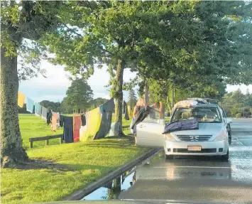  ??  ?? Freedom campers hang their washing out in Kuirau Park, Rotorua.