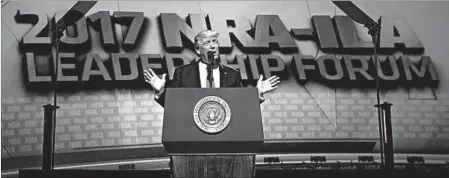  ?? EVAN VUCCI/AP ?? White House officials insist that President Donald Trump is not likely to endorse broader gun controls in the wake of the Las Vegas mass shooting.