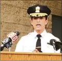  ?? Mark Zaretsky / Hearst Connecticu­t Media ?? New Haven acting Chief of Police Renee Dominguez speaks about the early morning shooting death of Jack Hopeton on Tuesday.