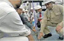  ??  ?? MD/CEO Ranil Wijegunawa­rdena, Director M. Koshi, GM (P&E) D.V. Abeysinghe and IRS D.V.D. Prasad Rao laying the keel