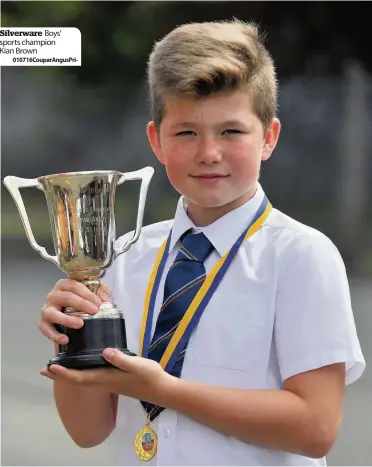  ??  ?? Silverware Boys’ sports champion Kian Brown