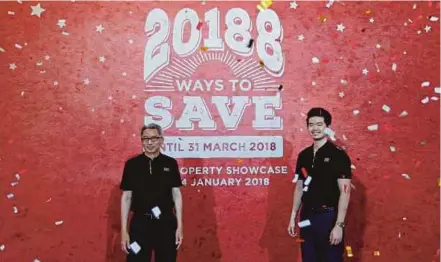  ?? SUPIAN AHMAD
PIC BY ?? OSK Property Holdings Bhd chief executive officer Ong Ghee Bin (left) and deputy group managing director Ong Ju Xing at the launch of ‘OSK Campaign 20188’ in Petaling Jaya yesterday.