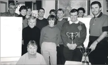  ?? 01_B49twe05 ?? Some of the winners in the Arran Challenge trophy played at Shiskine and concluded last weekend. They are Raymond Taylor, Colin Greig, Peter Young, R Ferguson, Doris Corkindale, Wilma Robertson, Elaine Wood, Denise Sherwood, Liz Kerr and Louise McAlister.