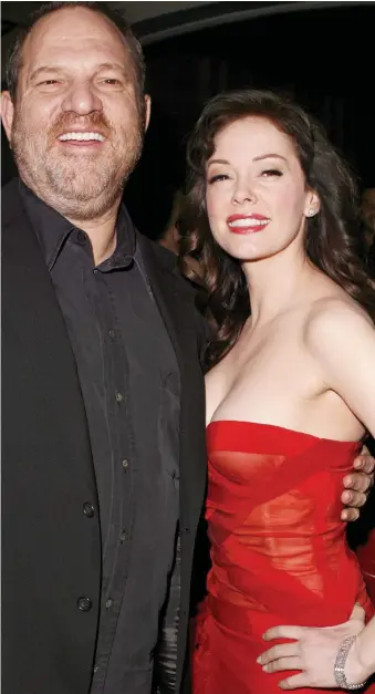  ??  ?? Warnings: Rose McGowan claims she told movie bosses about Weinstein
