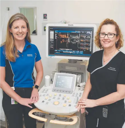  ??  ?? BETTER CARE: Townsville Hospital vascular surgeon Dr Vicky White and vascular sonographe­r Bonita Lefevre.