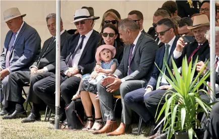  ?? DAVID UNWIN/STUFF ?? The governing coalition’s leaders turned out in force at Ra¯tana Pa¯ yesterday – as did Jacinda Ardern’s daughter, Neve.