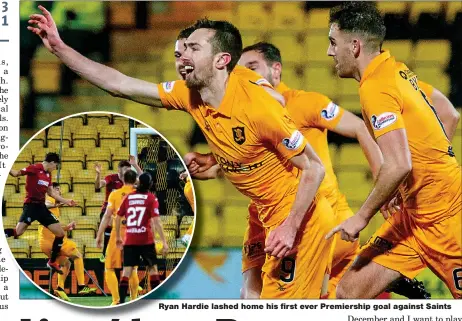  ??  ?? Ryan Hardie lashed home his first ever Premiershi­p goal against Saints