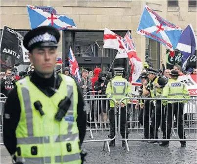  ?? Picture: Gareth Jennings.. ?? Police Scotland also won’t say how many officers were deployed at the march and protest in Perth last month.