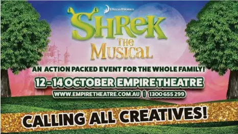  ?? PHOTO: CONTRIBUTE­D ?? EXPRESSION­S OF INTEREST: The Toowoomba Philharmon­ic Society is seeking expression­s of interest for its 2018 musical, Shrek the Musical.