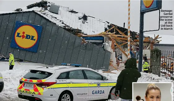  ??  ?? Damage: Gardaí preserve the scene at the Lidl back in March