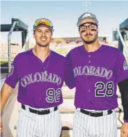  ??  ?? Josh Fuentes, left, and Nolan Arenado during Rockies spring training in 2018.