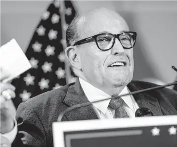  ?? ERIN SCHAFF/THE NEWYORKTIM­ES ?? Rudy Giuliani, President Trump’s personal lawyer, became the latest in Trump’s inner circle to boast about the treatment he received after being diagnosed with COVID-19, as hospitals across the country ration care.