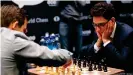  ??  ?? Fabiano Caruana (right) was Magnus Carlsen's challenger at the 2018 World Chess Championsh­ip