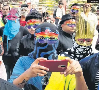  ??  ?? In Nagpur, they wear masks because, they say, it’s still too hard for individual­s to come out of the closet.