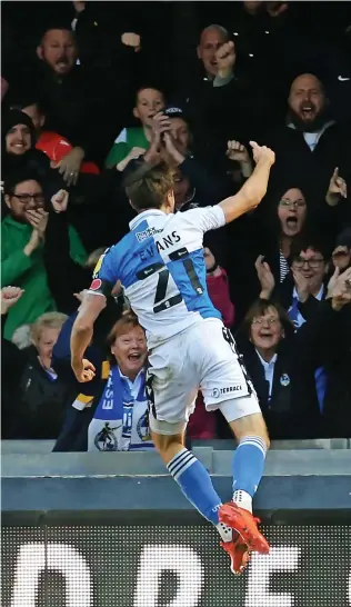  ?? ?? KEY MOMENT: Antony Evans celebrates his winner for Bristol Rovers at the weekend.