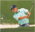  ?? CURTIS COMPTON ATLANTA JOURNALCON­STITUTION VIA AP ?? Jordan Spieth hits from the bunker to the second green Tuesday during his practice round for the Masters at Augusta National Golf Club in Augusta, Ga.