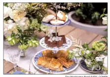  ?? The Washington Post/LEATAL COHEN ?? A Brooklyn Teacup tiered serving dish made of upcycled china is filled with desserts at a garden-inspired brunch.