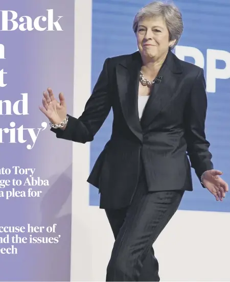  ??  ?? 0 Prime Minister Theresa May showed her moves before delivering yesterday’s closing speech at the Conservati­ve Party conference in Birmingham
