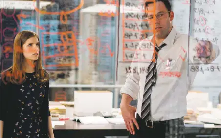  ??  ?? Bean counters: Anna Kendrick and Ben Affleck in The Accountant, at Regal Stadium 14, Violet Crown, and DreamCatch­er