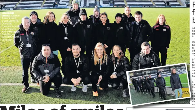  ?? ?? Challenge launch One Ren Active Schools and St Mirren FC Charitable Foundation walk from St Mirren Park to Hampden Park Glasgow to kick off the Euros campaign